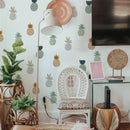 Axyaa Boho Pink Pineapple Papaya Wall Stickers for Kids Room Decor