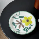 Axyaa Floral Ceramic Plate Retro Round Breakfast Plate Home Kitchen Essential