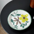 Axyaa Floral Ceramic Plate: Retro Round Breakfast, Vegetable, and Dessert Plate