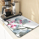 Silicone Coasters Set with Plant Ink Painting Pattern for Coffee Cups by Axyaa