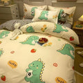 Axyaa Daisy Print Bedding Set: Queen/King Duvet Cover, Flat Sheets - Cozy & Durable