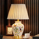 Axyaa Retro Flower Bird Ceramic Table Lamp Bedroom Living Room Study New Chinese Style
