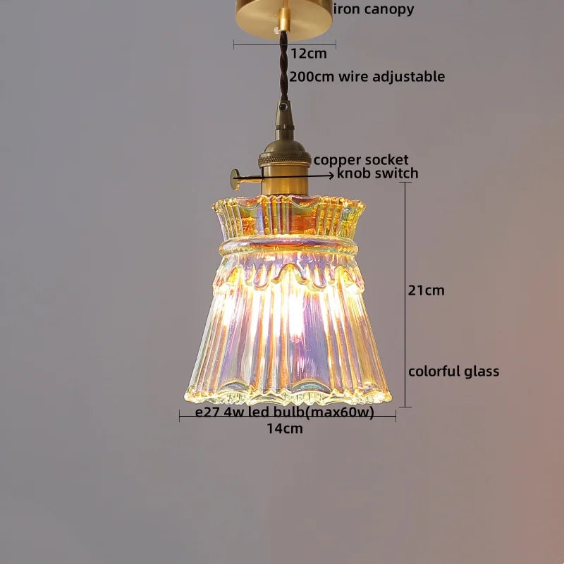 Axyaa Copper Glass LED Pendant Chandelier for Home Decor