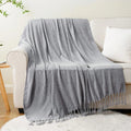 Axyaa Chenille Knit Throw Blanket with Fringe Tassels