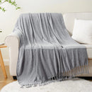 Axyaa Chenille Knit Throw Blanket with Fringe Tassels