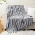 Axyaa Chenille Throw Blanket Fringe Tassels Soft Cozy Knit Sofa Christmas Decor