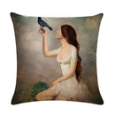 Axyaa Fairy Girl Linen Pillowcase for Home Decor 45X45CM