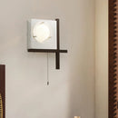 Axyaa LED Wall Lamp Dark Wood Clear Glass Sconce for Bedroom Foyer Stairs