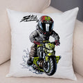 Axyaa Extreme Sports Motorcycle Pattern Cushion - Cartoon Design for Home & Car