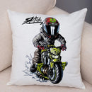 Axyaa Extreme Sports Motorcycle Pattern Cushion - Cartoon Design for Home & Car