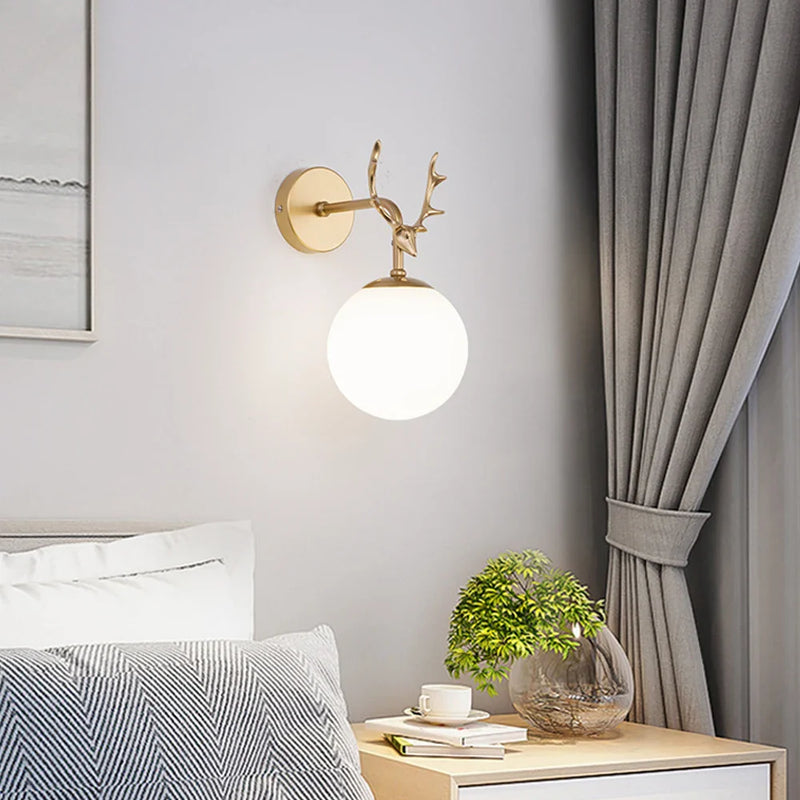 Axyaa Vintage Round Wall Sconce Black Golden E27 Bedside Lamp Retro Living Room Lighting
