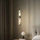 Axyaa Black Cylinder Stone Pendant LED Chandelier for High-end Living Room Decor