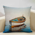 Axyaa Boat Pattern Linen Cushion Cover for Home Sofa Decor