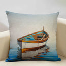 Axyaa Boat Pattern Linen Cushion Cover for Home Sofa Decor