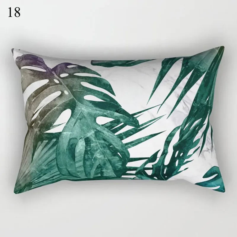 Tropical Green Plant Decor Throw Pillow Cover by Axyaa for Modern Bohemian Style