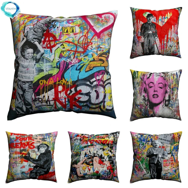 Banksy Street Art Pillowcase Cover 45x45cm - Axyaa Home Decor