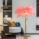 Axyaa Ostrich Feather LED Floor Lamp - Modern Nordic Gold Resin Standing Light