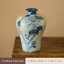 Axyaa Blue & White Underglaze Hand-Painted Rough Pottery Vintage Vase