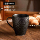 Axyaa Frosted Stone Ceramic Latte Flower Cup - Retro Luxury Black & White Mug