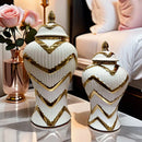 Axyaa Ceramic Vase Jar Home Decor Electroplated Gold Soft Decoration Storage
