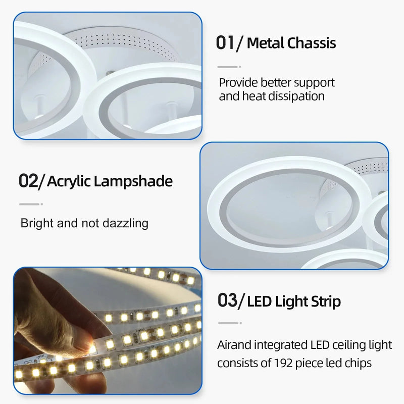 Axyaa Smart LED Ceiling Chandelier with Remote & APP Control for Living Room & Bedroom