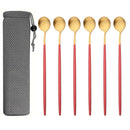 Axyaa Matte Stainless Steel Long Handled Stir Spoon Set