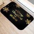 Axyaa Merry & Happy Year Door Mat: Golden Black Letter Print, Non-Slip Floor