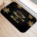 Axyaa Merry & Happy Year Door Mat: Golden Black Letter Print, Non-Slip Floor