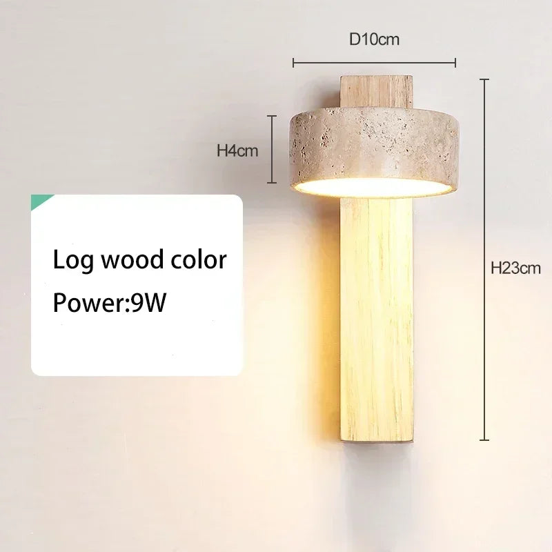 Axyaa Travertine Stone Sconce Light Rotatable for Bedroom Bedside