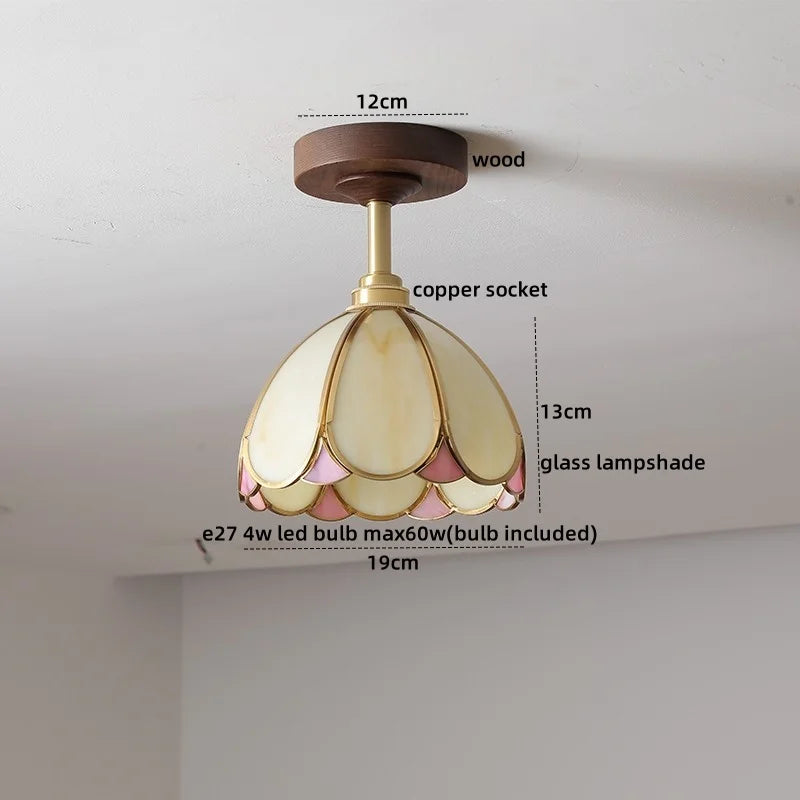 Axyaa Green Glass LED Ceiling Lights for Modern Indoor Lighting