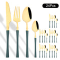 Axyaa 24Pcs Pink Gold Stainless Steel Cutlery Set - Western Flatware Tableware