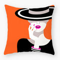 Axyaa Red Lips Stripe Throw Pillow Cover - 45X45CM