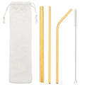 Axyaa Stainless Steel Sharp Metal Drinking Straw Set with Cleaner Brush