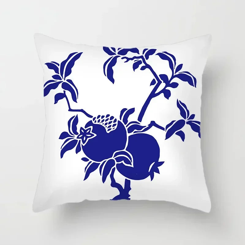 Axyaa Blue Geometric Floral Printed Pillow Case - Soft Cushion Cover