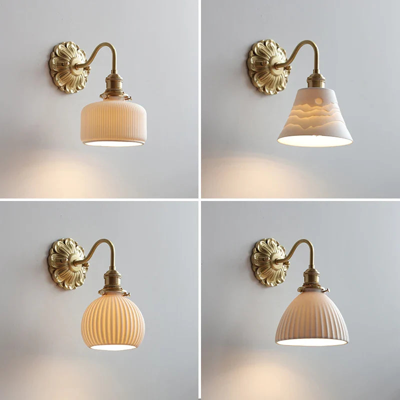 Axyaa Ceramic LED Wall Lights: Modern Japan Style Sconce for Home Decor