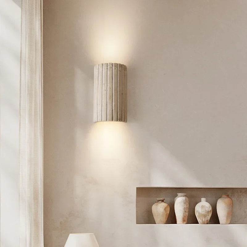 Axyaa Wabi Sabi LED Wall Sconce Yellow Travertine Stone Bedroom Lamp