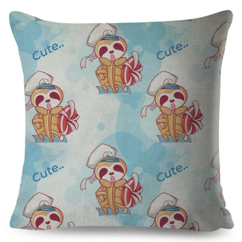 Axyaa Cat Cushion Cover: Decorative Linen Pillow for Home, Sofa, Children's Room