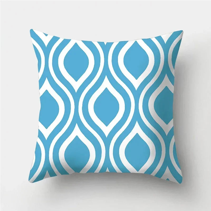 Axyaa Blue Geometric Pattern Cushion Cover for Living Room Sofa Decoration
