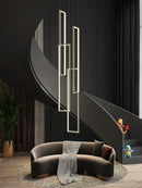Axyaa Black LED Stairs Chandelier - Nordic Minimalist Luxury Ceiling Lamps