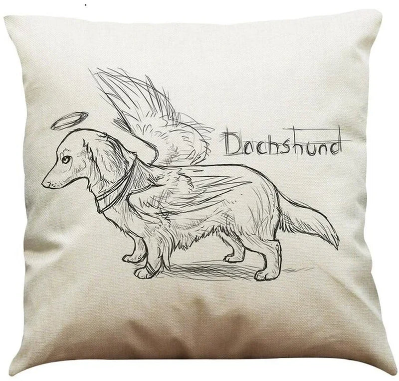 Dachshund Linen Pillowcase 45*45cm by Axyaa: Cozy Decor for Car, Bedroom, Sofa & Kids