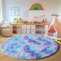 Axyaa Soft Shaggy Round Area Rug for Living Room Kids Bedroom Gray