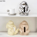 Axya Cartoon Rabbit Silver Tissue Box - Cute Desktop Storage Container