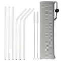 Axyaa Stainless Steel Reusable Drinking Straws Set - 6 Pcs Bent & Straight Straw Kit