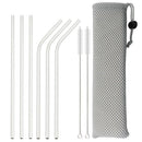 Axyaa Stainless Steel Reusable Drinking Straws Set - 6 Pcs Bent & Straight Straw Kit