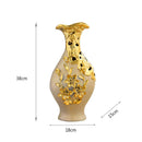 Axyaa Golden Ceramic Vase for Home, Office, Hotel - High-End European Style Handicraft