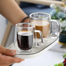 Axyaa Double Wall Glass Coffee Cup with Handle - Clear, Heat Resistant, Various Sizes