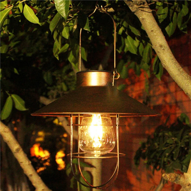 Axya Retro Solar LED Oil Lamp: Portable Flickering Flameless Lantern for Outdoor Decor