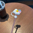 Axyaa Cute Bear Straw with Cat Claw Stoppers in Pink