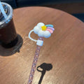 Axyaa Cute Bear Silicone Straw with Cat Claw Stopper & Dust Cap