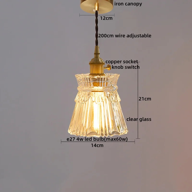Axyaa Copper Glass LED Pendant Chandelier for Home Decor
